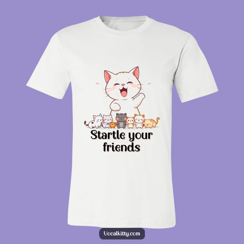 Funny Cat Startling T-Shirt: Humorous Pet Apparel and Gift