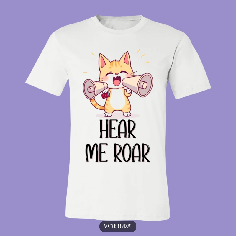 Funny Cat Yelling Megaphone T-Shirt: Wear Your Loudest Purrrs!