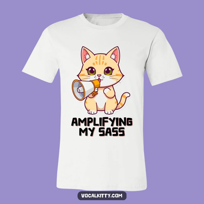 Funny Determined Cat Megaphone T-Shirt - Announce Your Presence!