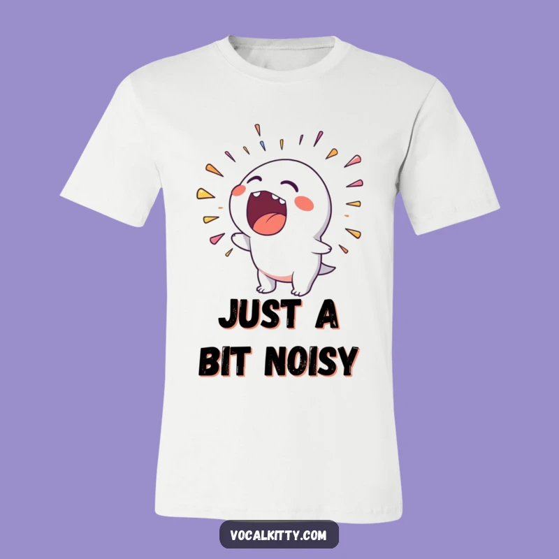 Funny Rainbow Noise T-Shirt: Character's Loud Mouth, Vibrant Sound Tee