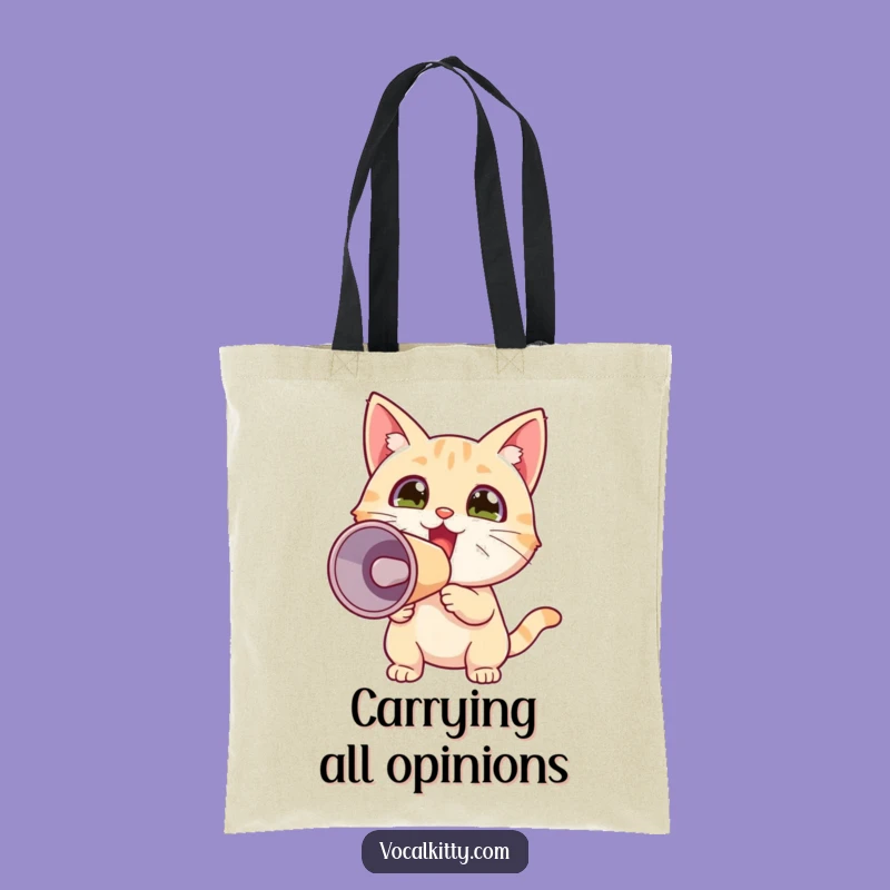 Funny Tiny Cat Megaphone Tote Bag: Carry Your Enthusiasm Everywhere You Go!