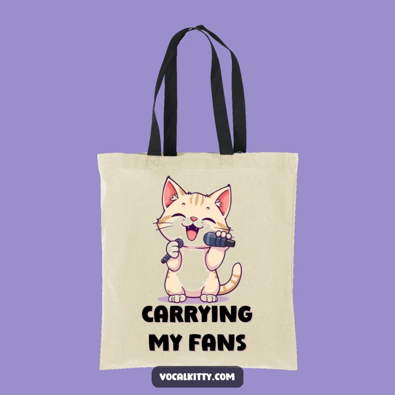 Funny Cat Singer Microphone Tote Bag - Carry Your Tunes Hilariously