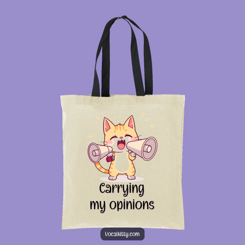 Funny Cat Yelling Megaphone Tote Bag: Carry Your Voice Proudly