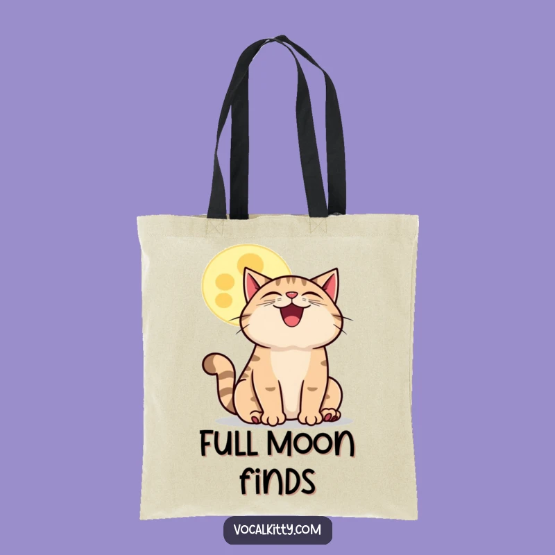 Funny Howling Cat Moon Tote Bag: Carry Your Nighttime Adventures