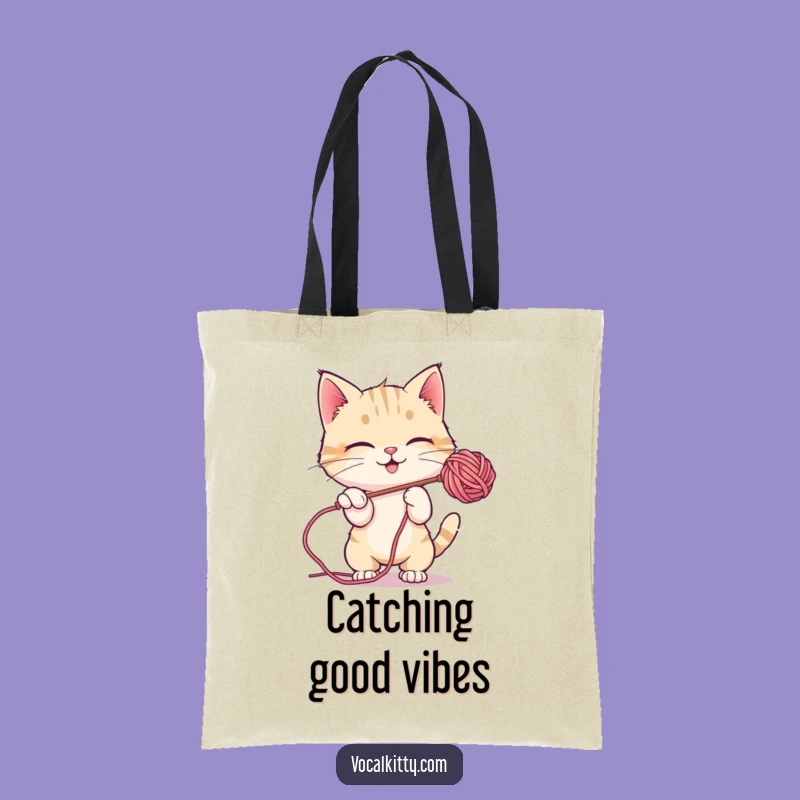 Funny Bubble Batting Cat Tote Bag, Carry Your Fun