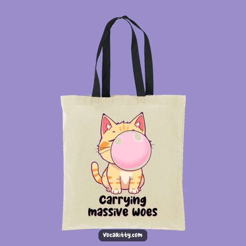 Funny Cat Bubble Gum Tote Bag: Carry Your Laughs in Style