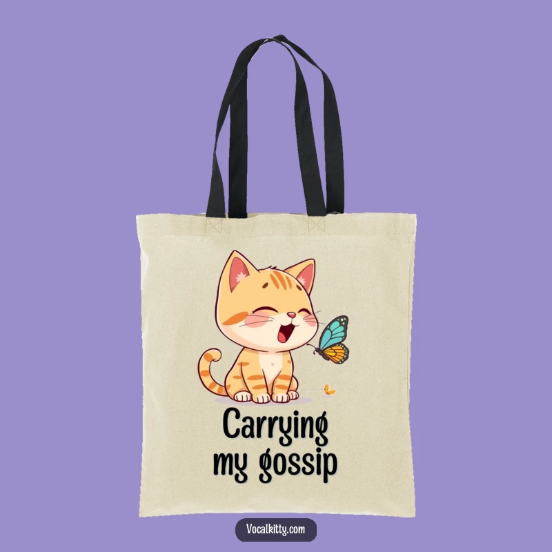 Funny Cat Butterfly Chat Tote Bag: Carry Your Conversations in Style!