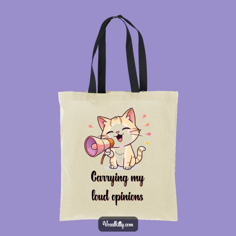 Funny Cat Megaphone Tote Bag: Carry Your Message with a Feline's Gift