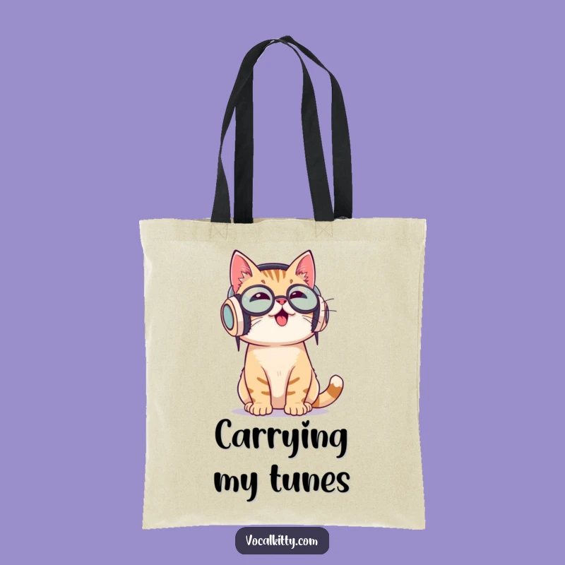 Funny Cat Music Lover Tote Bag - Carry Your Playlist Everywhere!