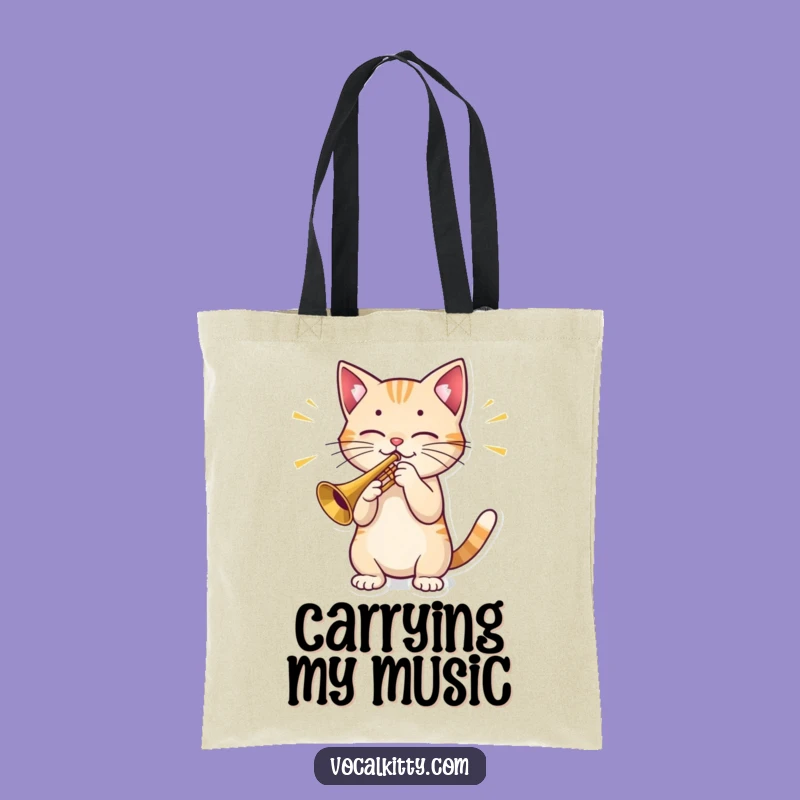 Funny Cat Trumpet Tote Bag: Musical Meow Carryall, Perfect Gift