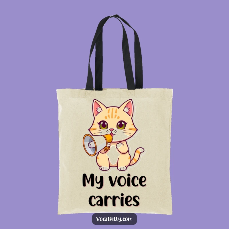 Funny Determined Cat Megaphone Tote Bag - Carry Your Message!