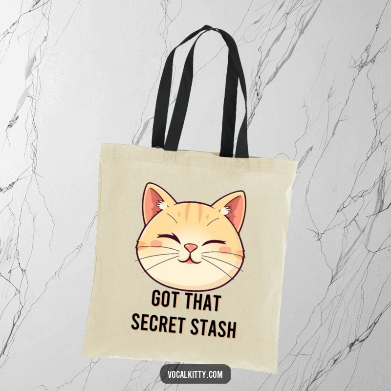 Funny cat tote bag designed with a cat face where whiskers form a playful wink, adding a touch of cheeky charm to everyday use.