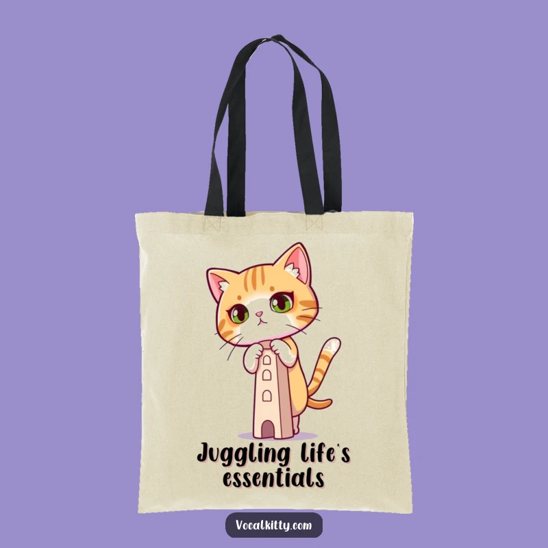 Funny Focused Cat Tote Bag, Carry Your Concentration