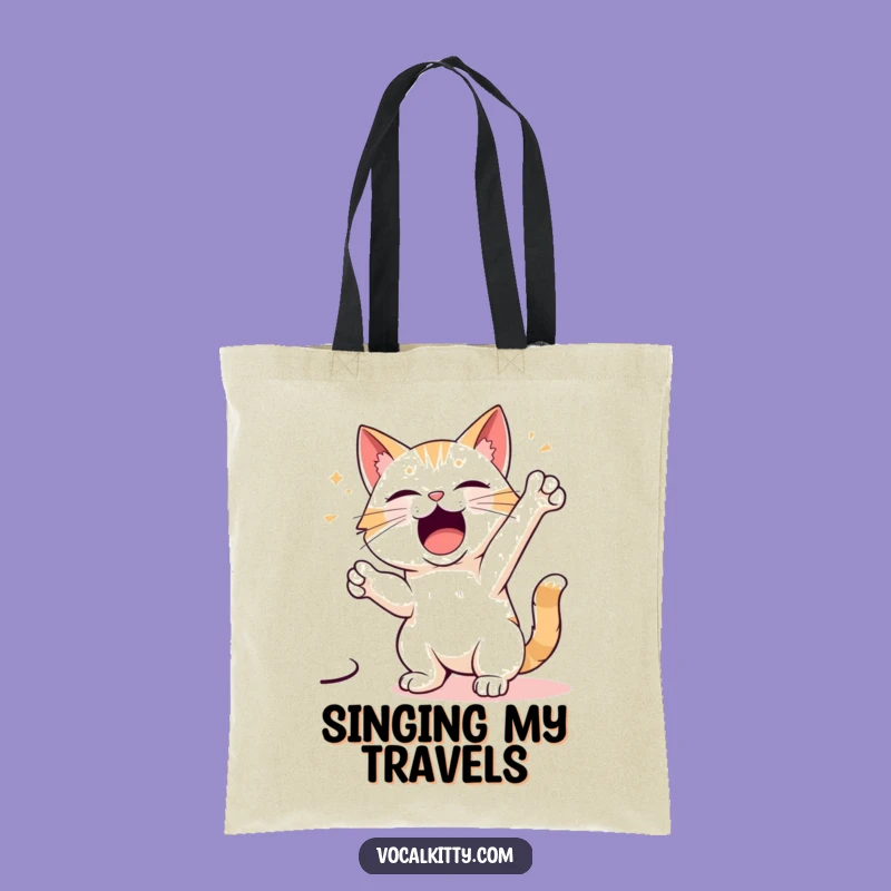 Funny Cat Singing Tote Bag: Dramatic Feline Performer Shopper, Perfect Funny Gift